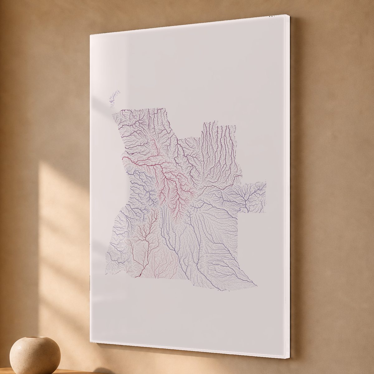 Quadro dos rios de Angola — Ameixa e rosé, Sem margem — Acrílico — 2x3