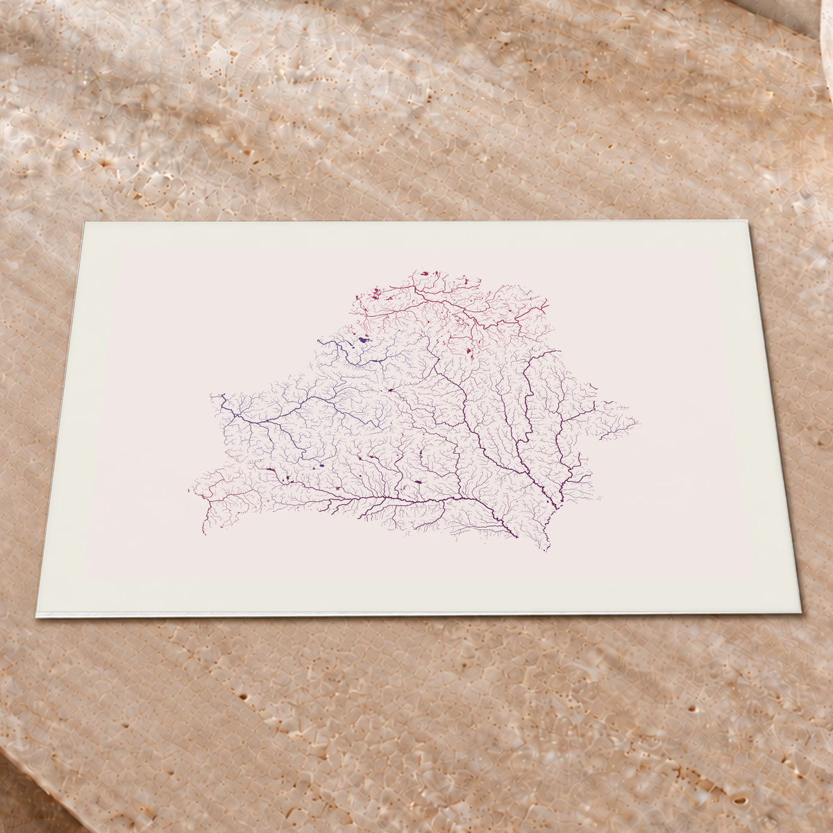 Beautiful Rivers — Bielorrússia — Ameixa e rosé, Impressão fine art · 30 × 40 cm, Margem branca