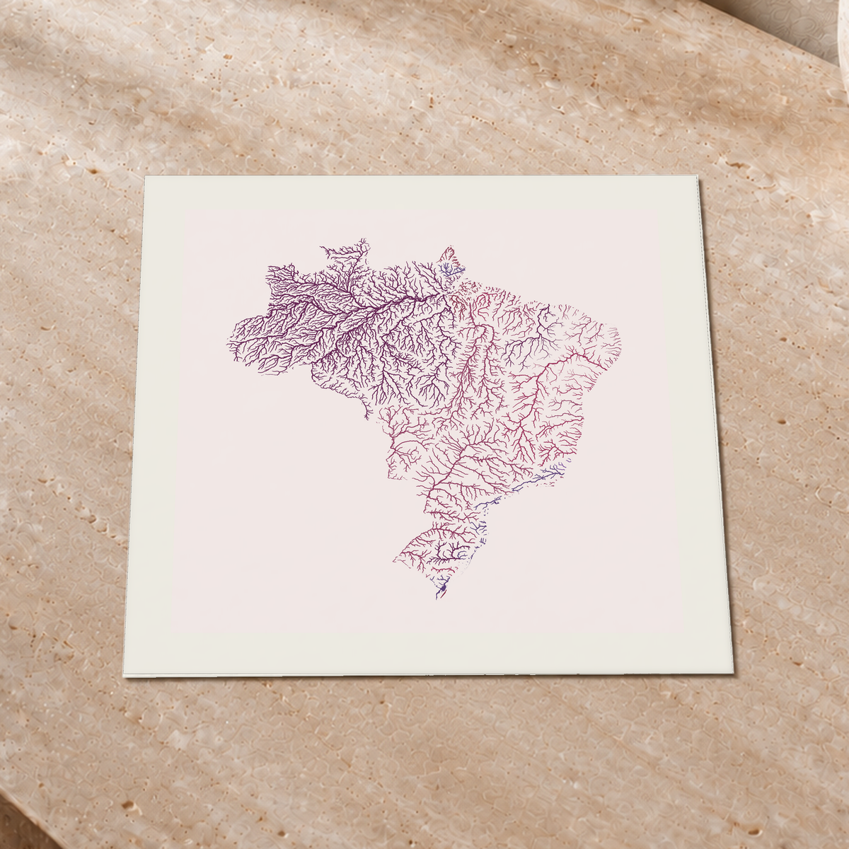 Beautiful Rivers — Brasil — Ameixa e rosé, Impressão fine art · 30 × 30 cm, Margem branca