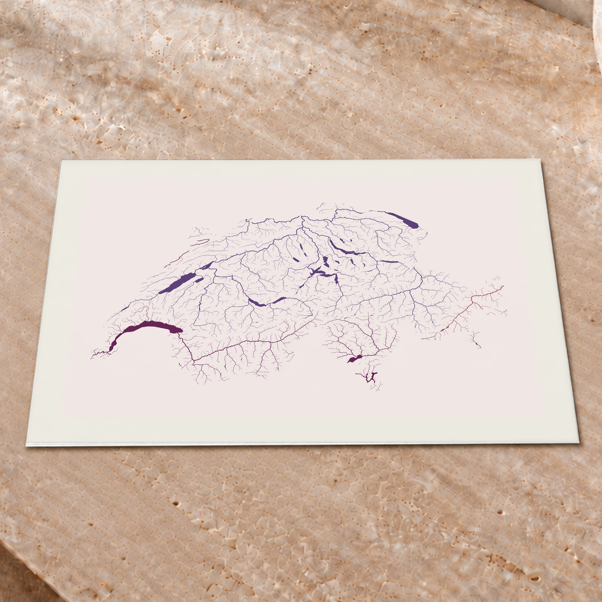 Beautiful Rivers — Suíça — Ameixa e rosé, Impressão fine art · 30 × 40 cm, Margem branca