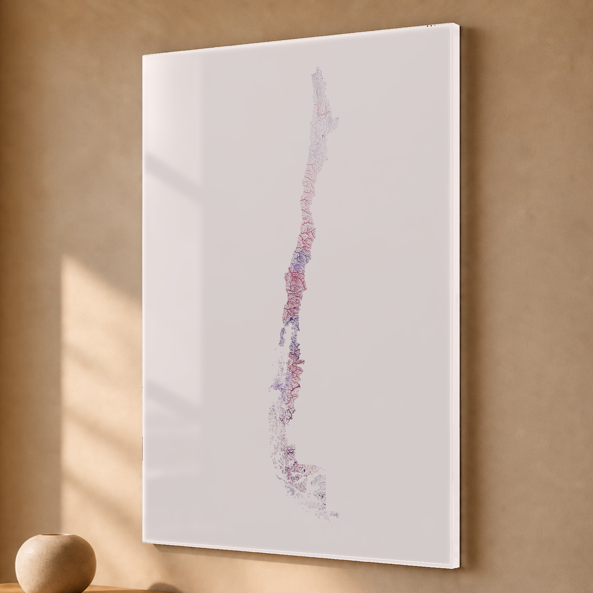 Quadro dos rios do Chile — Ameixa e rosé, Sem margem — Acrílico — 2x3