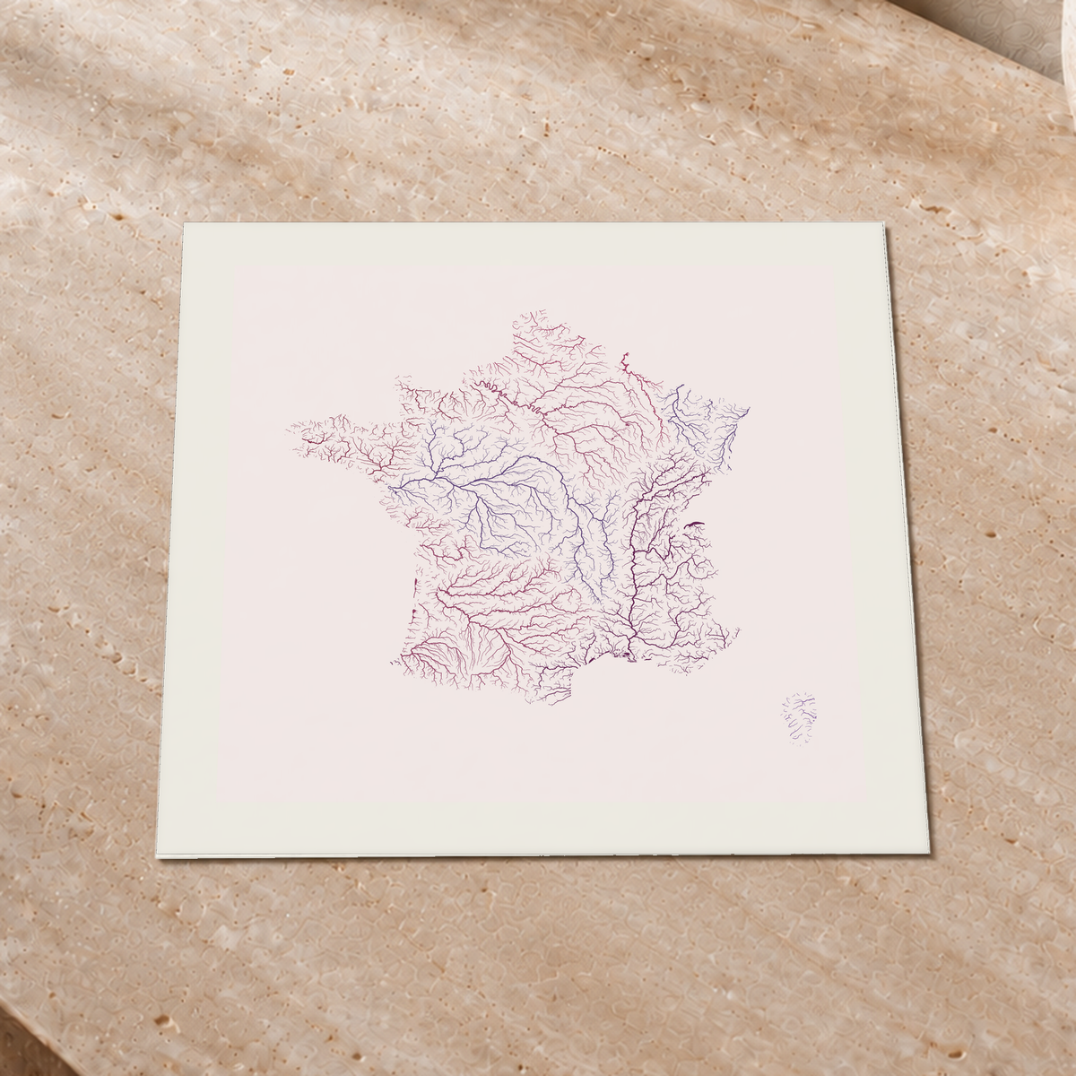 Beautiful Rivers — França — Ameixa e rosé, Impressão fine art · 30 × 30 cm, Margem branca