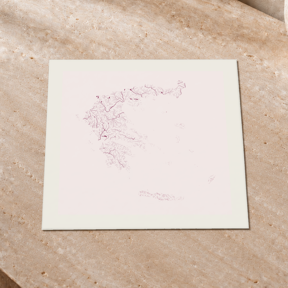 Beautiful Rivers — Grécia — Ameixa e rosé, Impressão fine art · 30 × 30 cm, Margem branca