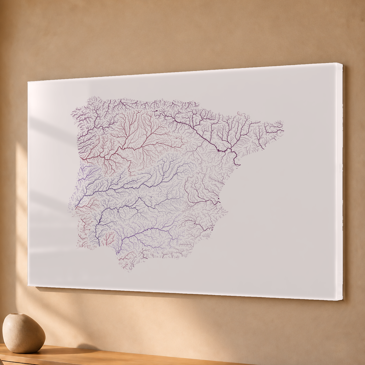 Beautiful Rivers — Península Ibérica — Ameixa e rosé, Acrílico · 40 × 60 cm, Sem margem