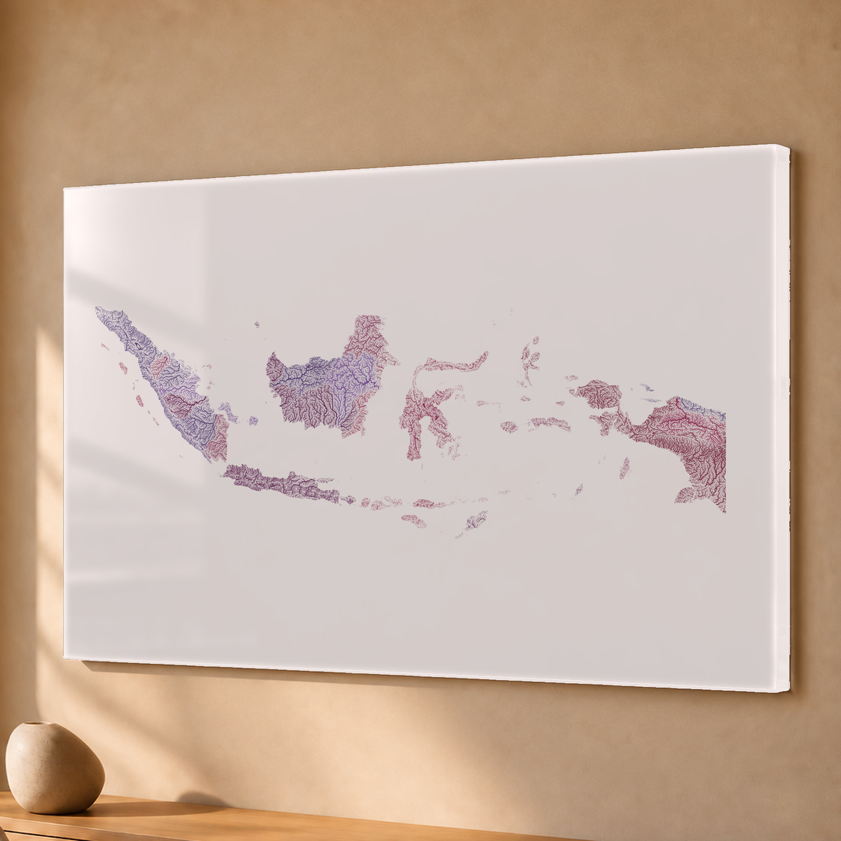 Quadro dos rios da Indonésia — Ameixa e rosé, Sem margem — Acrílico — 3x2