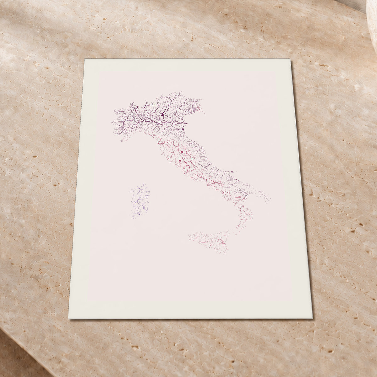 Beautiful Rivers — Itália — Ameixa e rosé, Impressão fine art · 30 × 40 cm, Margem branca