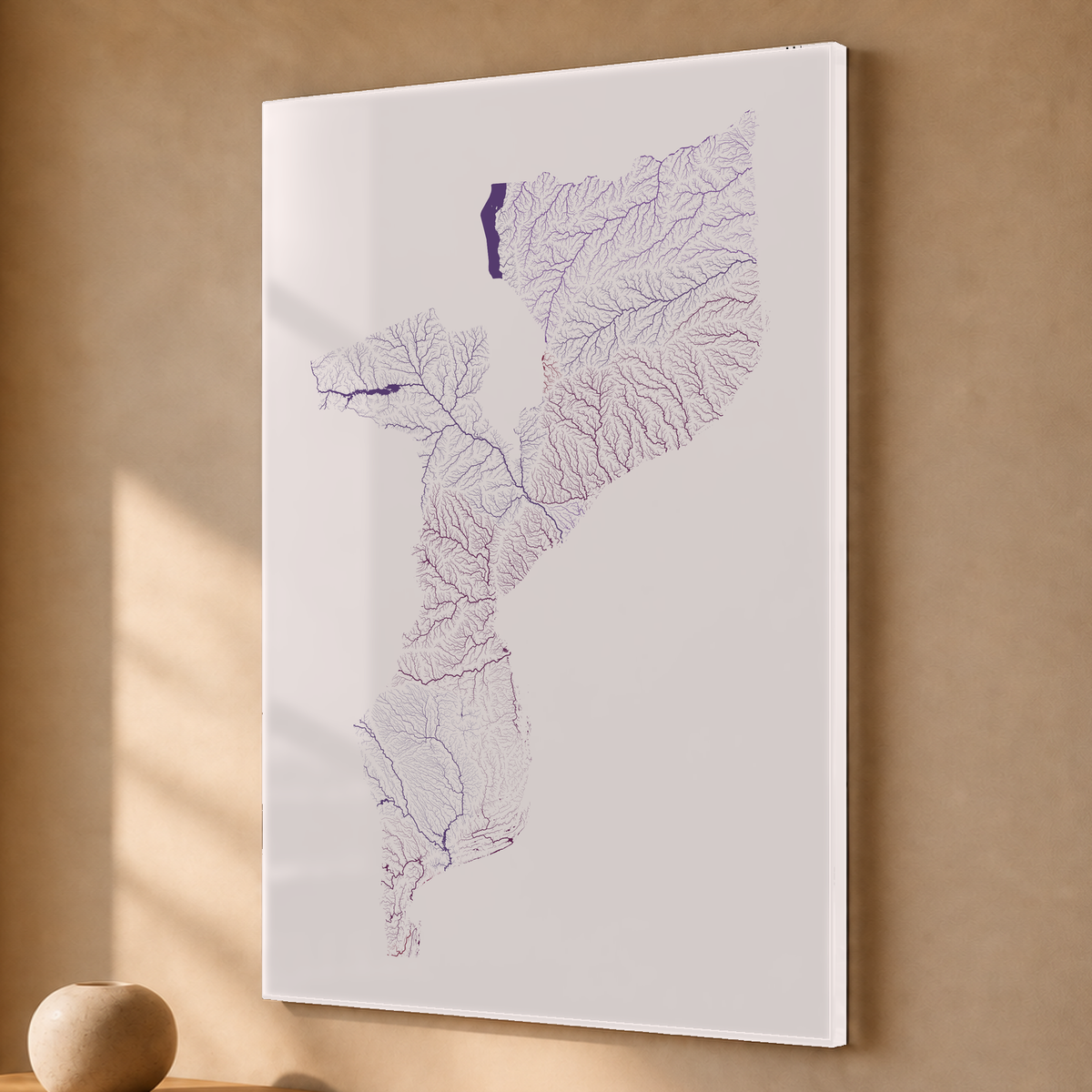 Quadro dos rios de Moçambique — Ameixa e rosé, Sem margem — Acrílico — 2x3