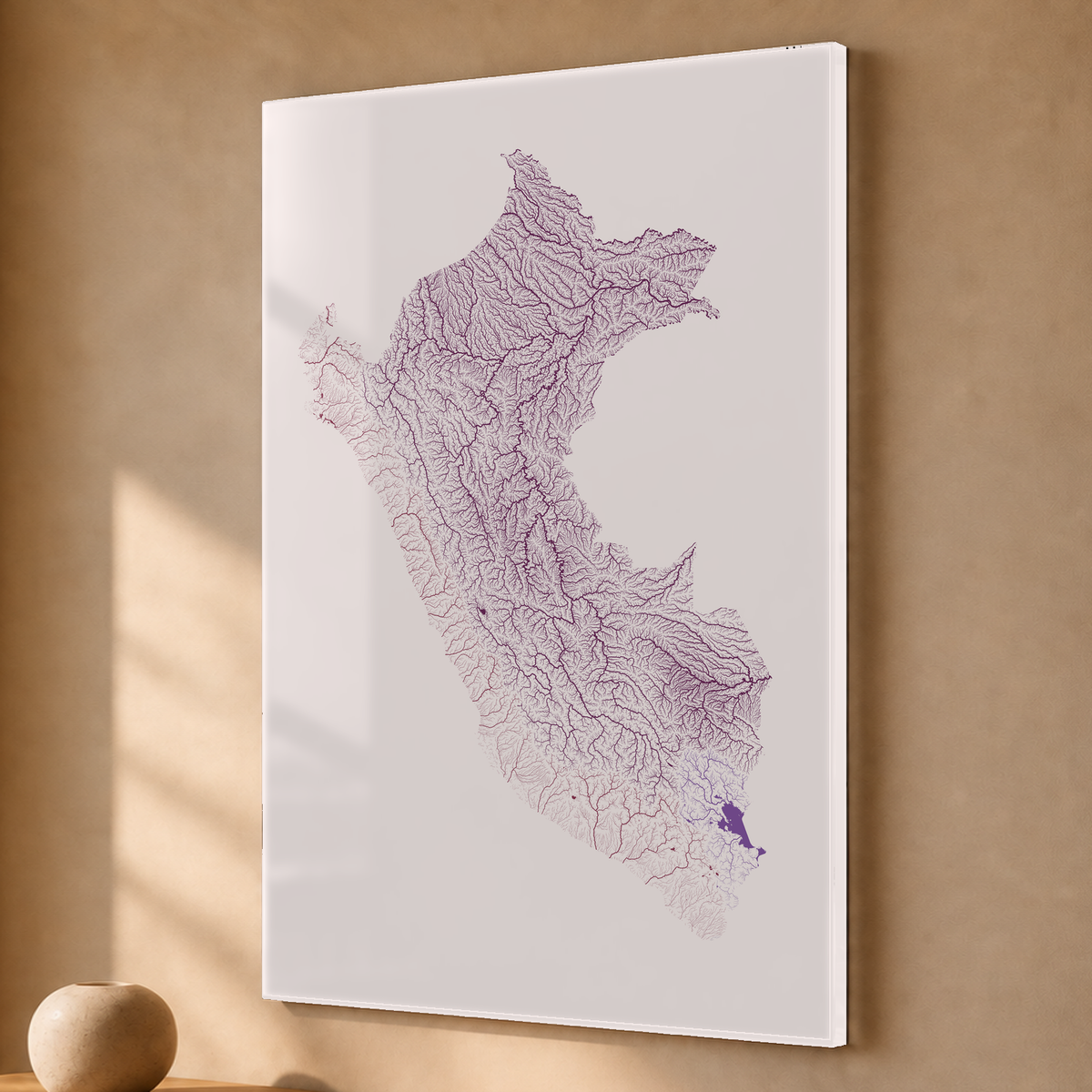 Quadro dos rios do Peru — Ameixa e rosé, Sem margem — Acrílico — 2x3