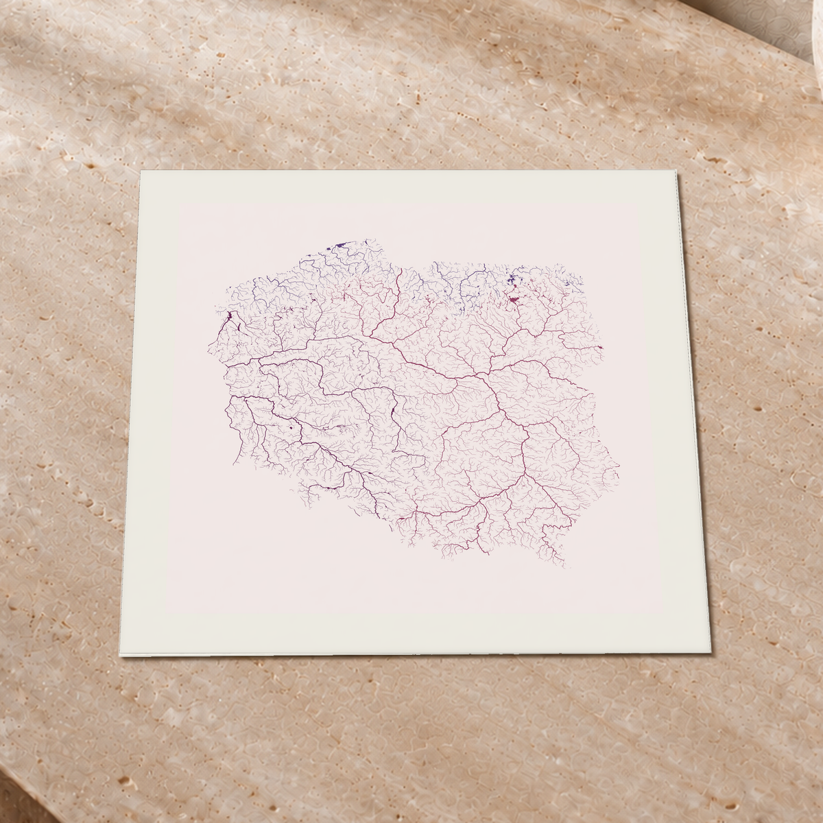 Beautiful Rivers — Polónia — Ameixa e rosé, Impressão fine art · 30 × 30 cm, Margem branca