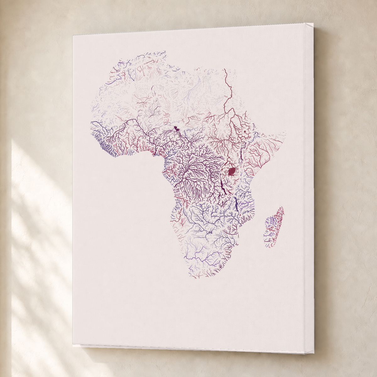 Beautiful Rivers — África — Ameixa e rosé, Canvas · 30 × 40 cm, Sem margem