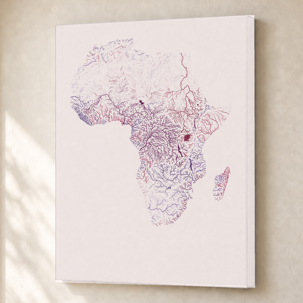 Beautiful Rivers — África — Ameixa e rosé, Canvas · 45 × 60 cm, Sem margem