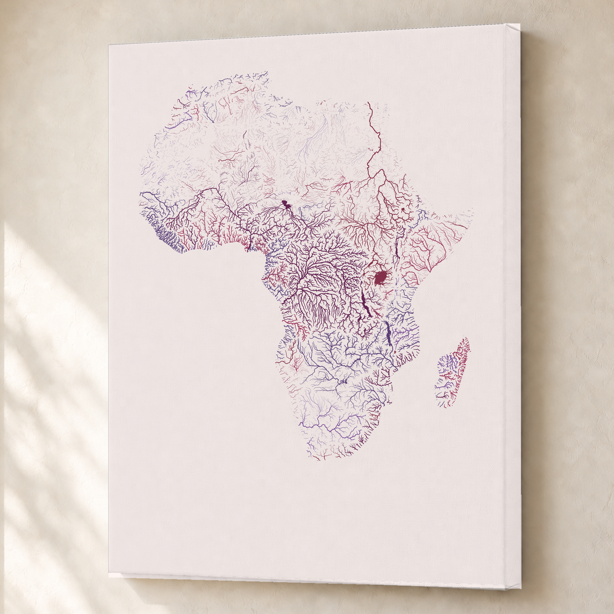 Beautiful Rivers — África — Ameixa e rosé, Canvas · 60 × 80 cm, Sem margem
