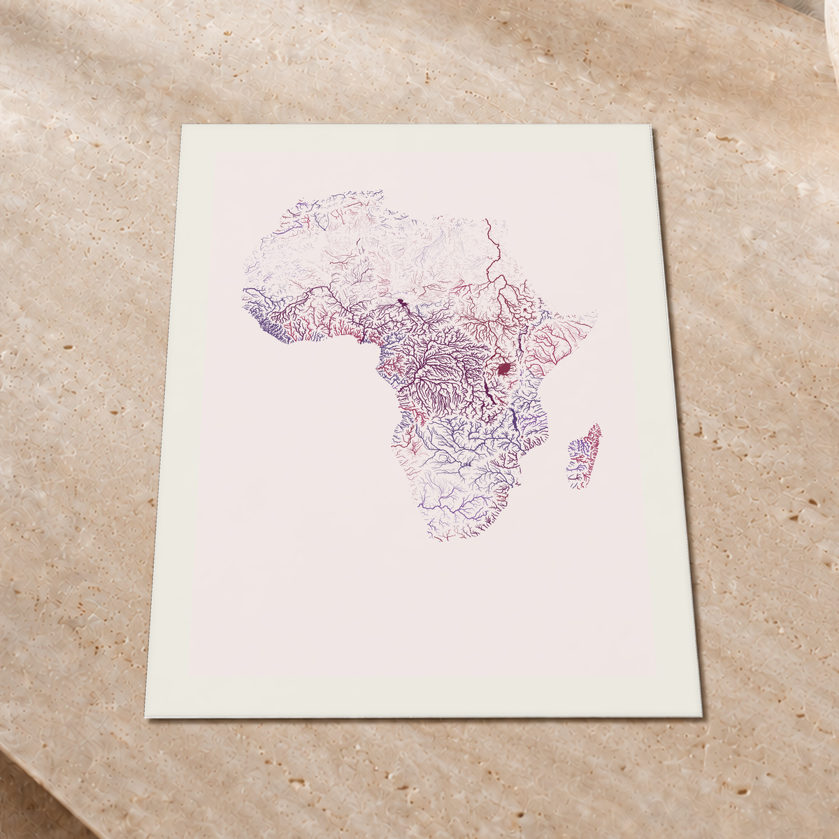 Beautiful Rivers — África — Ameixa e rosé, Impressão fine art · 45 × 60 cm, Margem branca