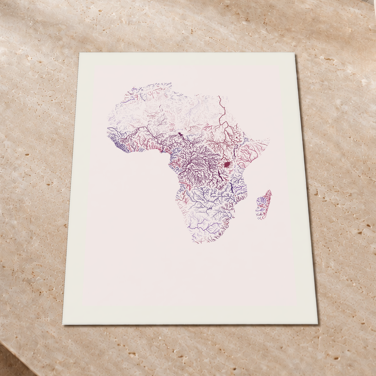 Beautiful Rivers — África — Ameixa e rosé, Impressão fine art · 60 × 80 cm, Margem branca