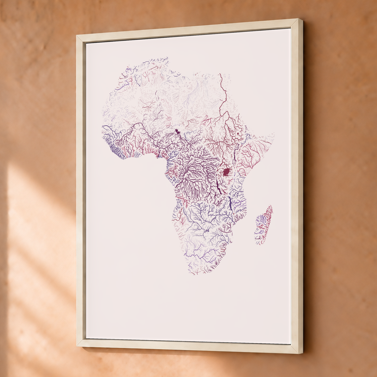 Beautiful Rivers — África — Ameixa e rosé, Fine art emoldurado · 30 × 40 cm, Branco · Sem margem