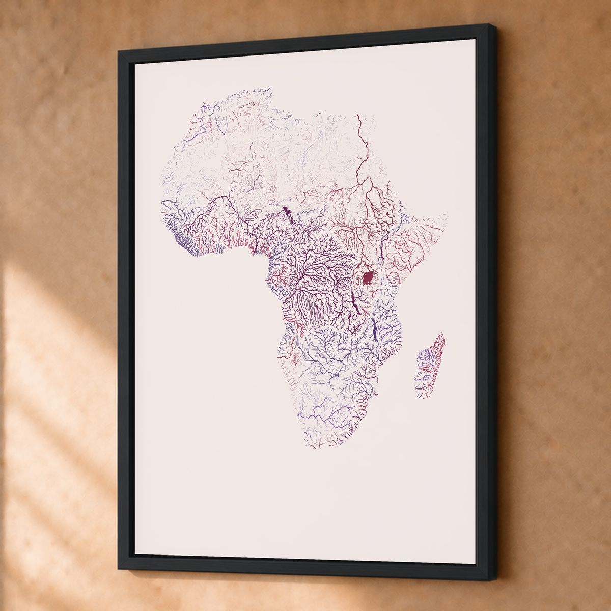 Beautiful Rivers — África — Ameixa e rosé, Fine art emoldurado · 45 × 60 cm, Preto · Sem margem