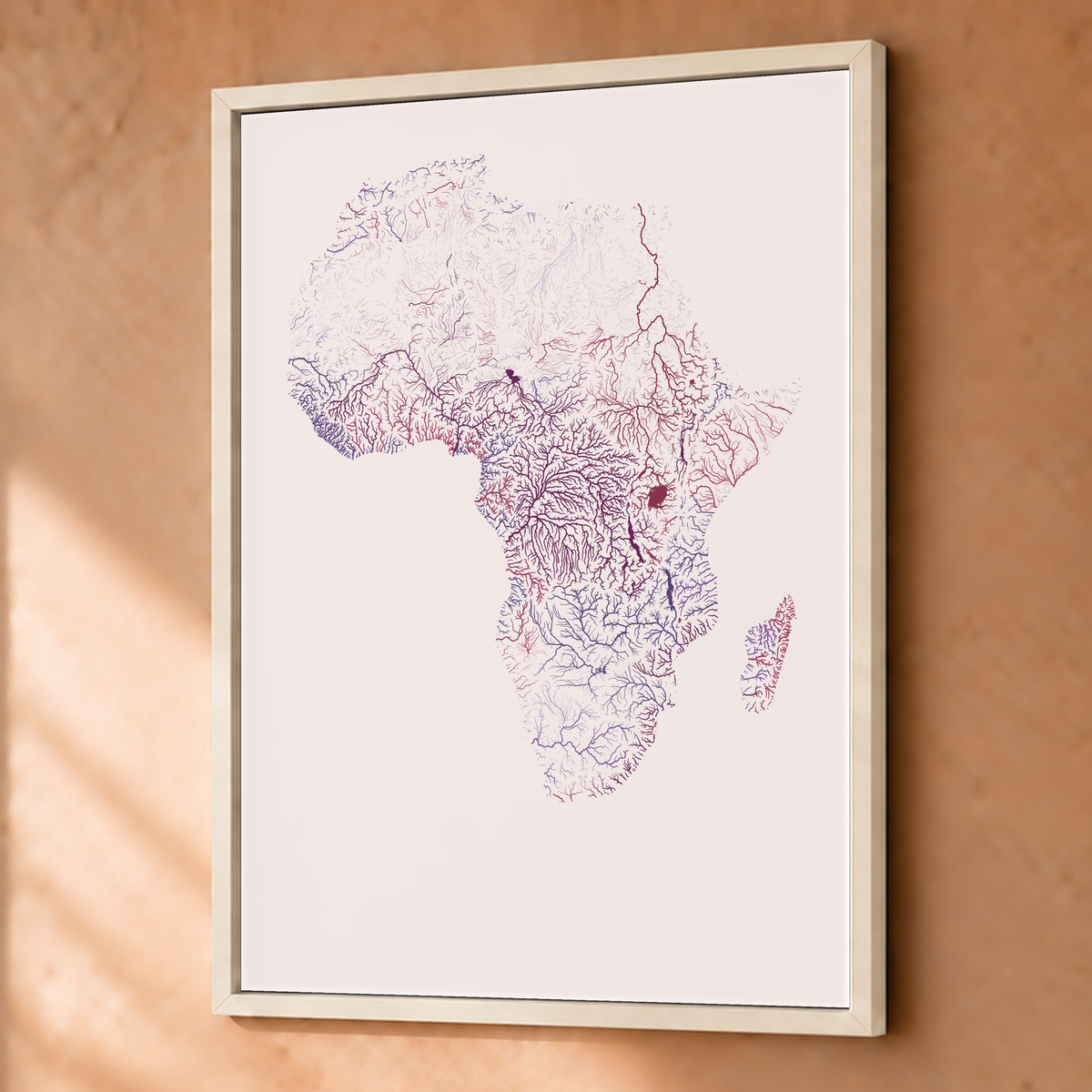 Beautiful Rivers — África — Ameixa e rosé, Fine art emoldurado · 45 × 60 cm, Branco · Sem margem