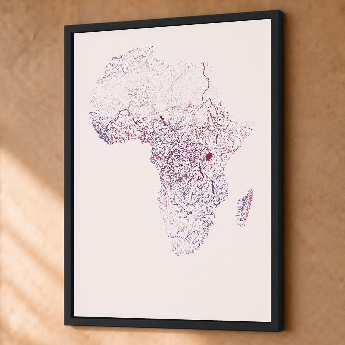 Beautiful Rivers — África — Ameixa e rosé, Fine art emoldurado · 60 × 80 cm, Preto · Sem margem