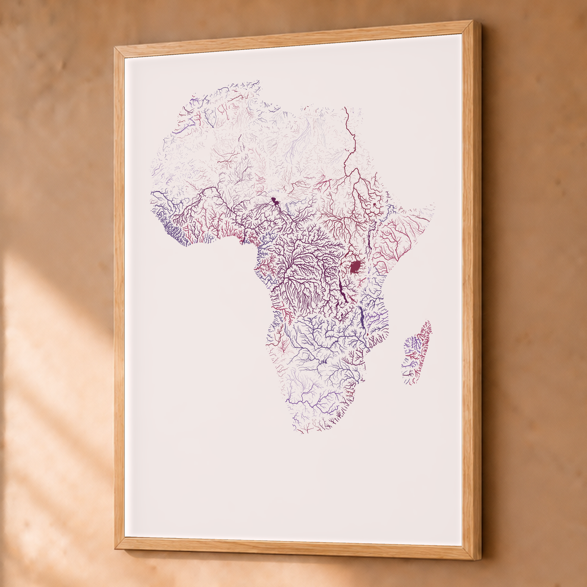 Beautiful Rivers — África — Ameixa e rosé, Fine art emoldurado · 60 × 80 cm, Natural · Sem margem