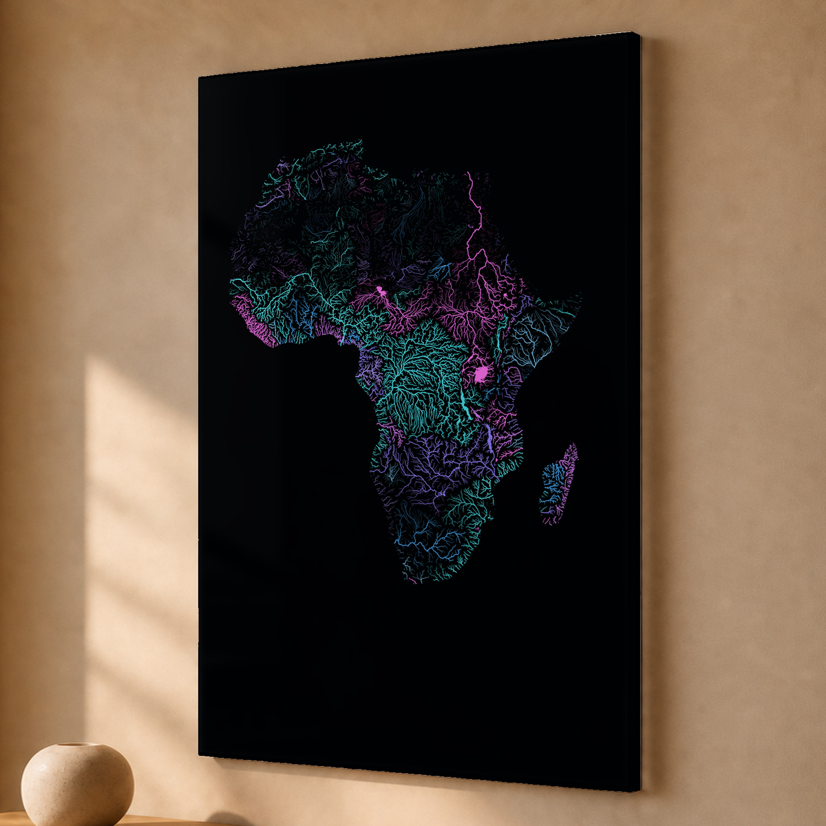 Beautiful Rivers — África — Neon hidrográfico, Acrílico · 40 × 60 cm, Sem margem