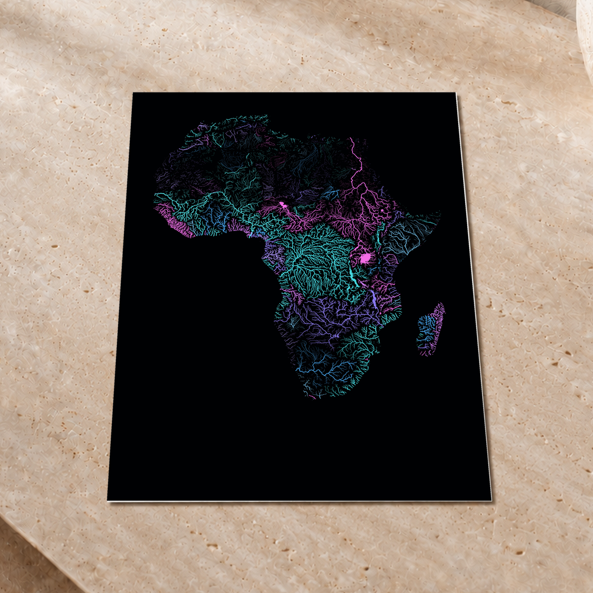 Beautiful Rivers — África — Neon hidrográfico, Impressão fine art · 30 × 40 cm, Sem margem