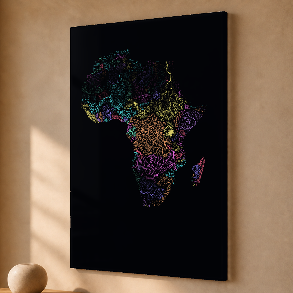 Beautiful Rivers — África — Neon por território, Acrílico · 40 × 60 cm, Sem margem