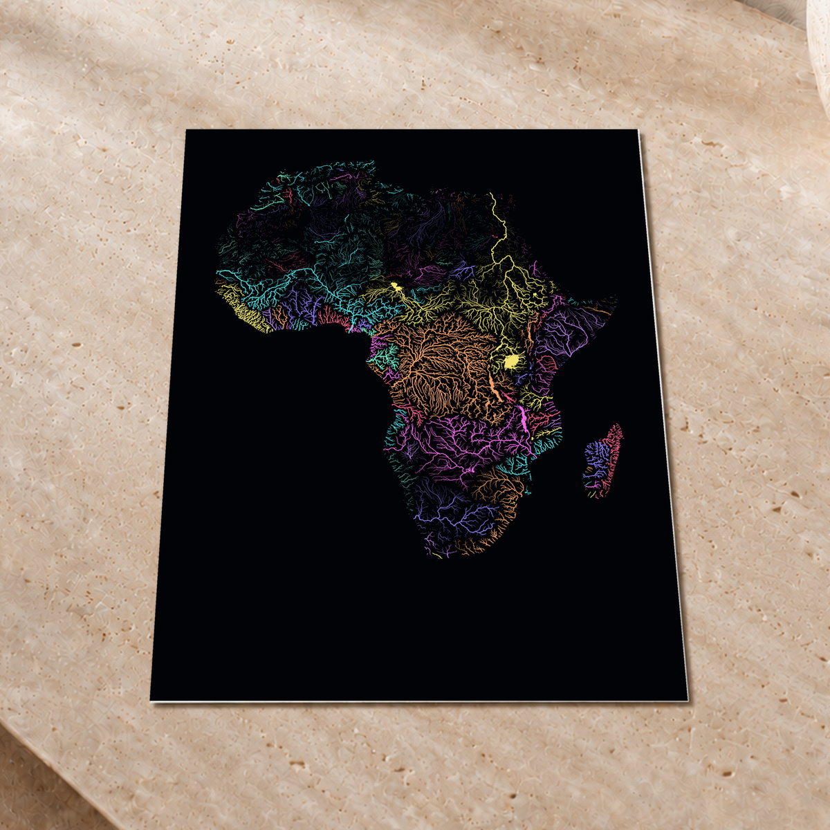 Beautiful Rivers — África — Neon por território, Impressão fine art · 30 × 40 cm, Sem margem