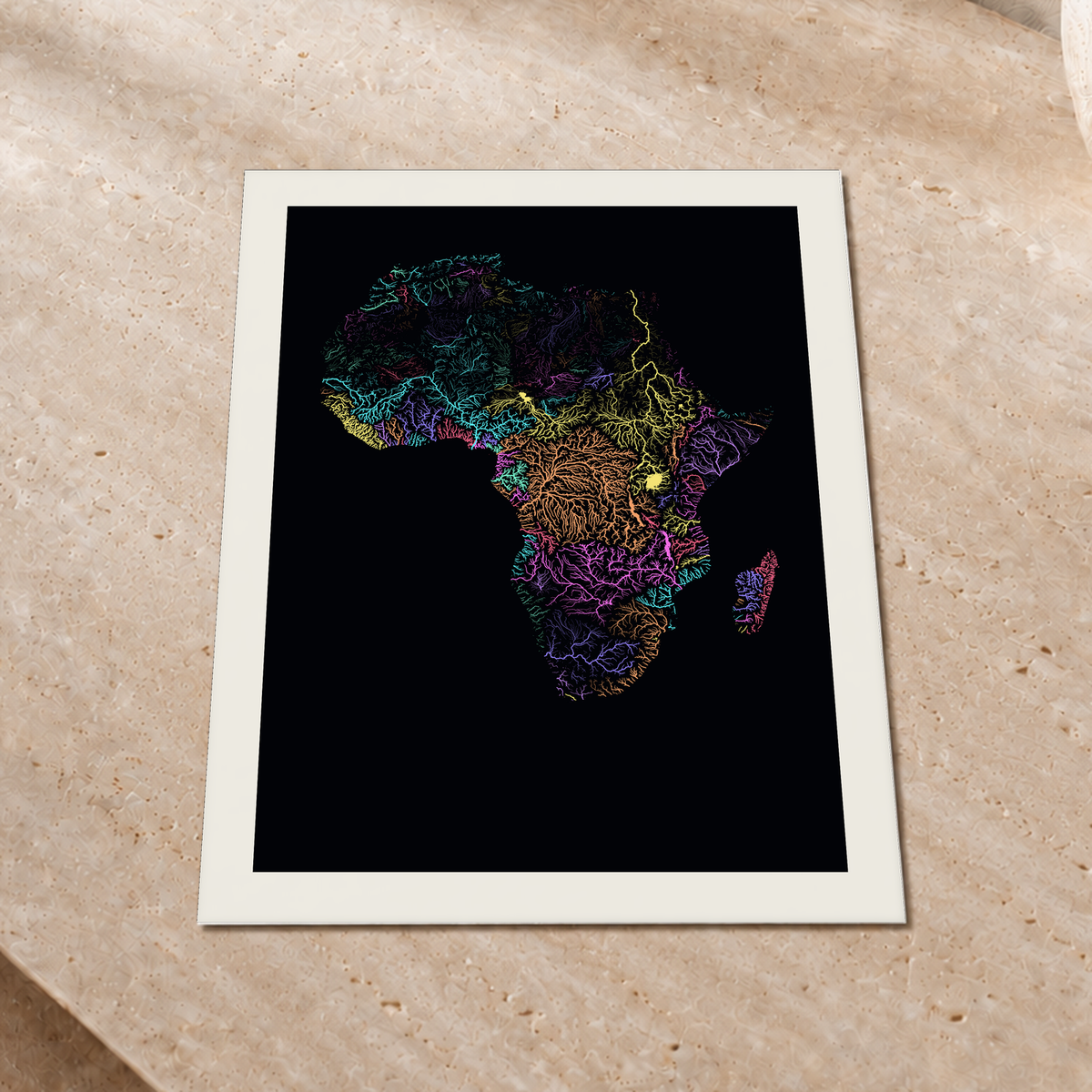 Beautiful Rivers — África — Neon por território, Impressão fine art · 30 × 40 cm, Margem branca