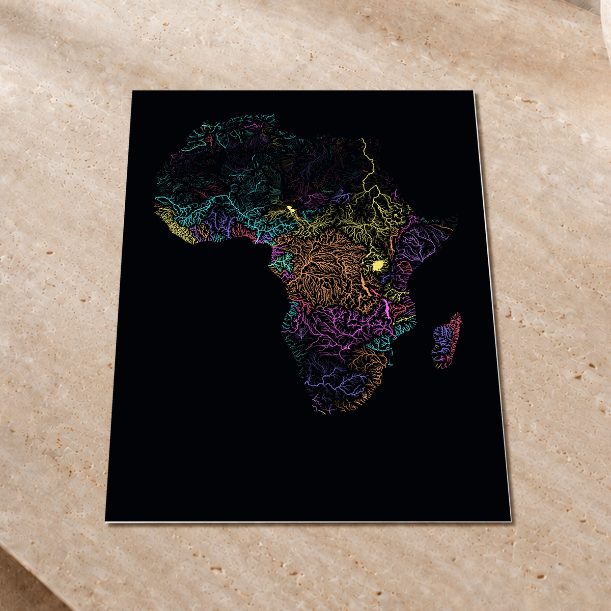Beautiful Rivers — África — Neon por território, Impressão fine art · 45 × 60 cm, Sem margem