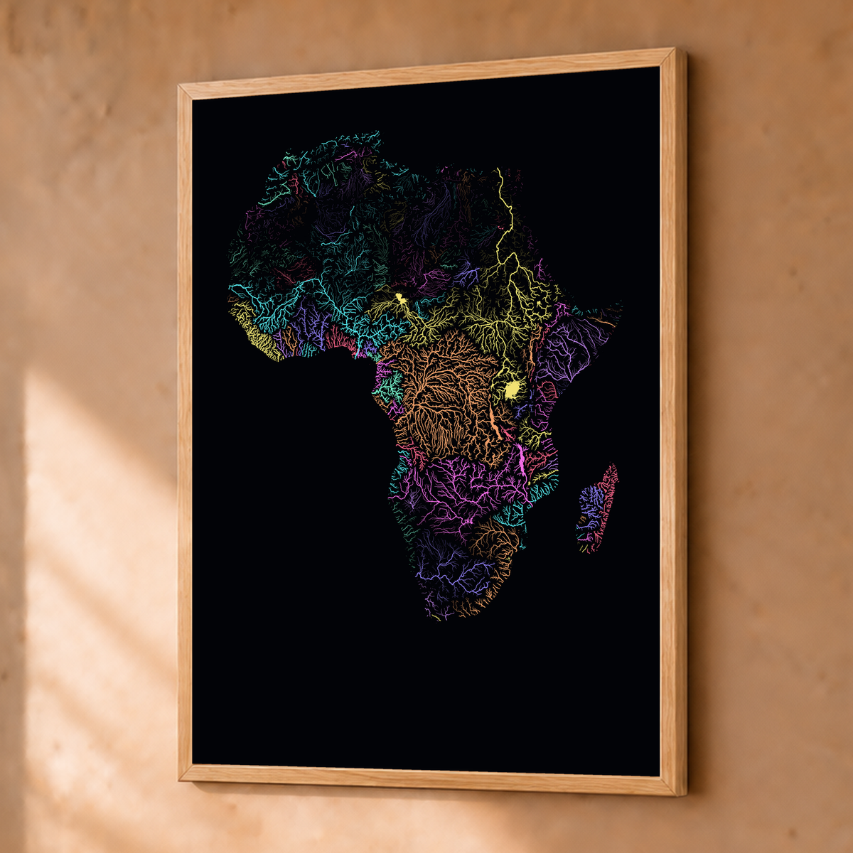 Beautiful Rivers — África — Neon por território, Fine art emoldurado · 30 × 40 cm, Natural · Sem margem