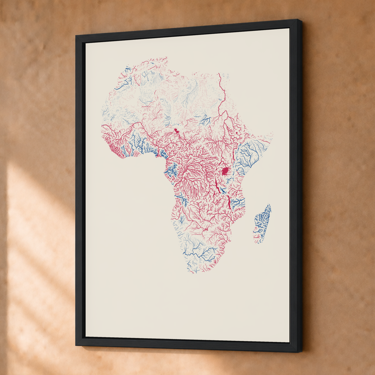 Beautiful Rivers — África — Risografia, Fine art emoldurado · 30 × 40 cm, Preto · Sem margem