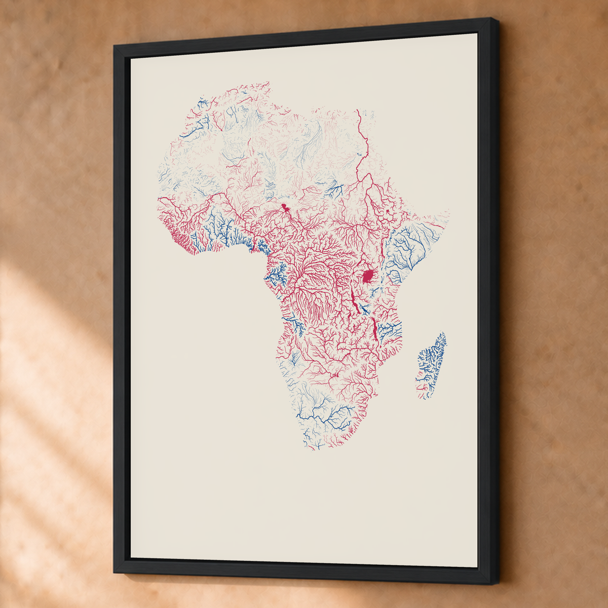Beautiful Rivers — África — Risografia, Fine art emoldurado · 60 × 80 cm, Preto · Sem margem