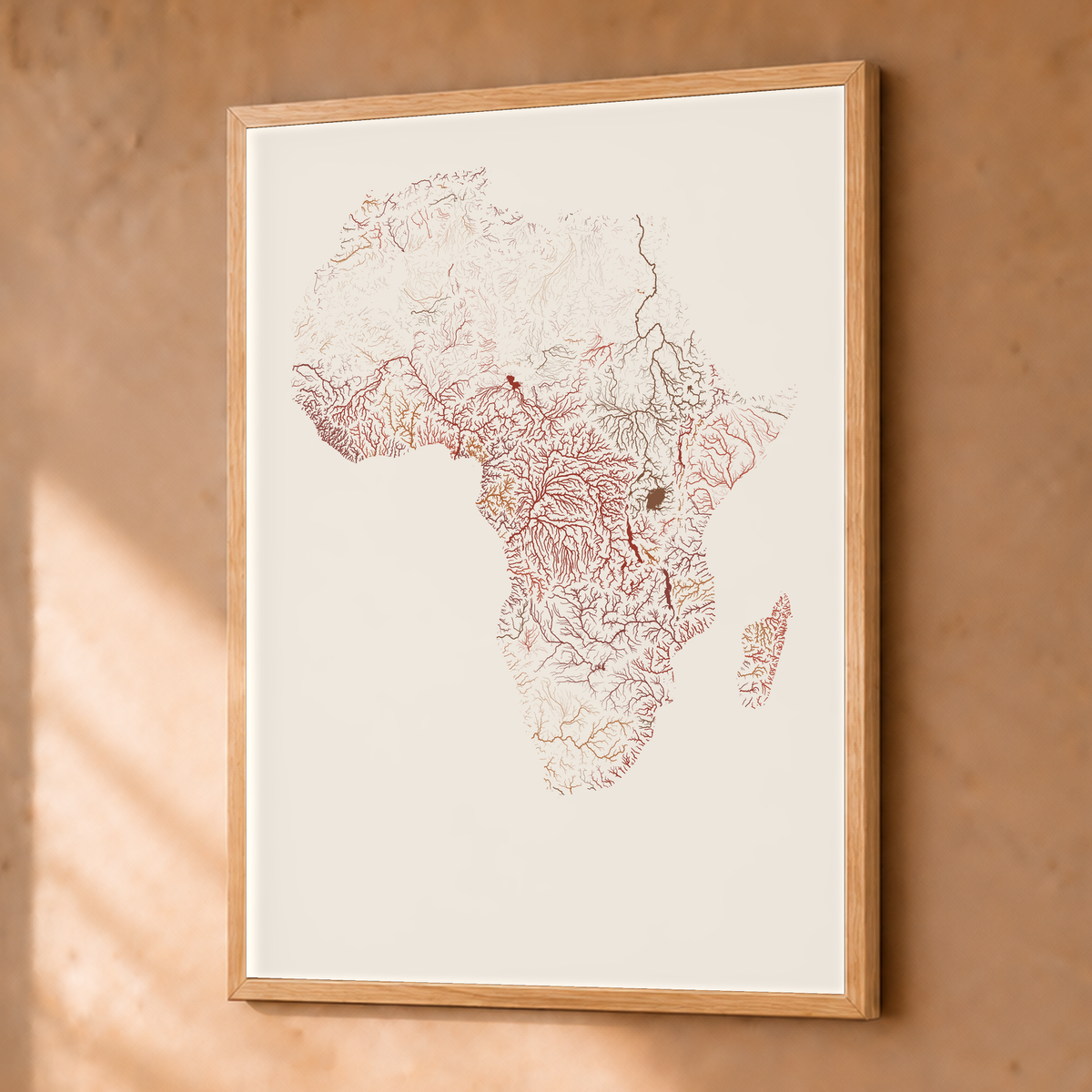 Beautiful Rivers — África — Terracota e areia, Fine art emoldurado · 30 × 40 cm, Natural · Sem margem