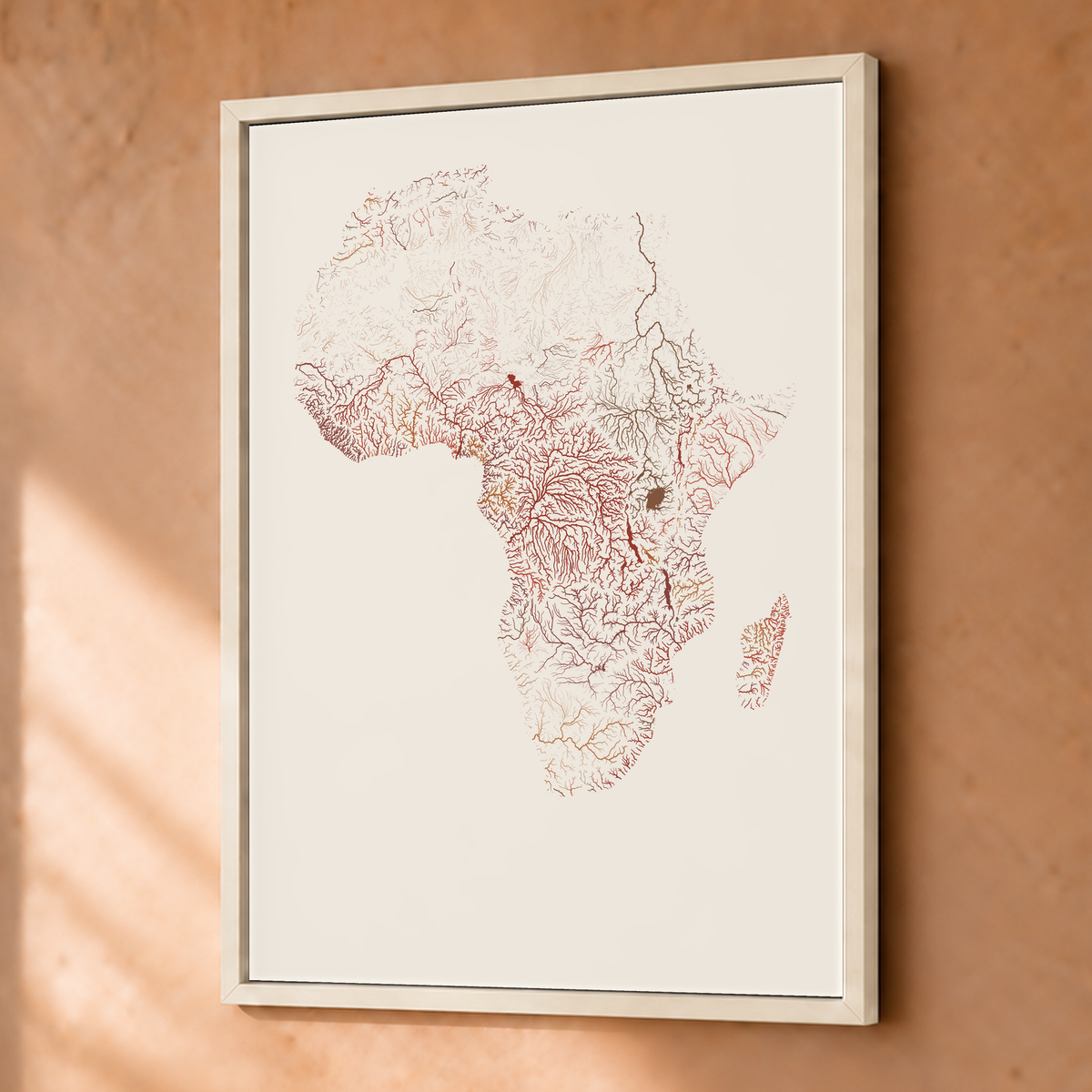 Beautiful Rivers — África — Terracota e areia, Fine art emoldurado · 30 × 40 cm, Branco · Sem margem