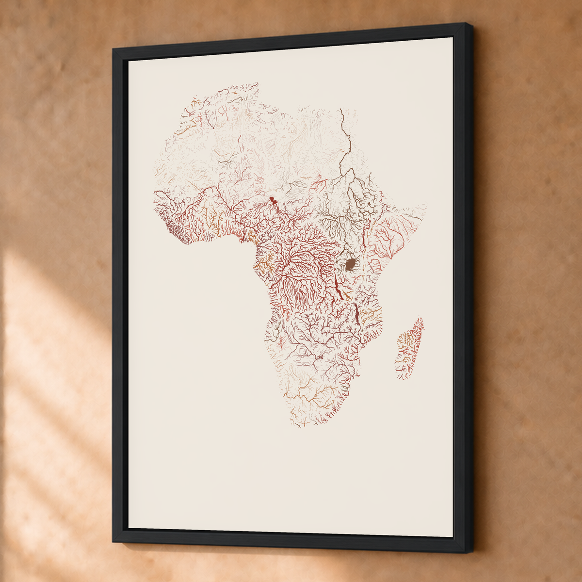Beautiful Rivers — África — Terracota e areia, Fine art emoldurado · 45 × 60 cm, Preto · Sem margem