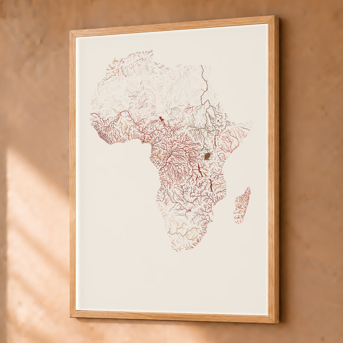 Beautiful Rivers — África — Terracota e areia, Fine art emoldurado · 45 × 60 cm, Natural · Sem margem