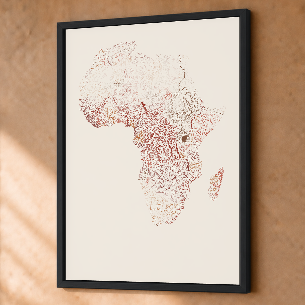 Beautiful Rivers — África — Terracota e areia, Fine art emoldurado · 60 × 80 cm, Preto · Sem margem