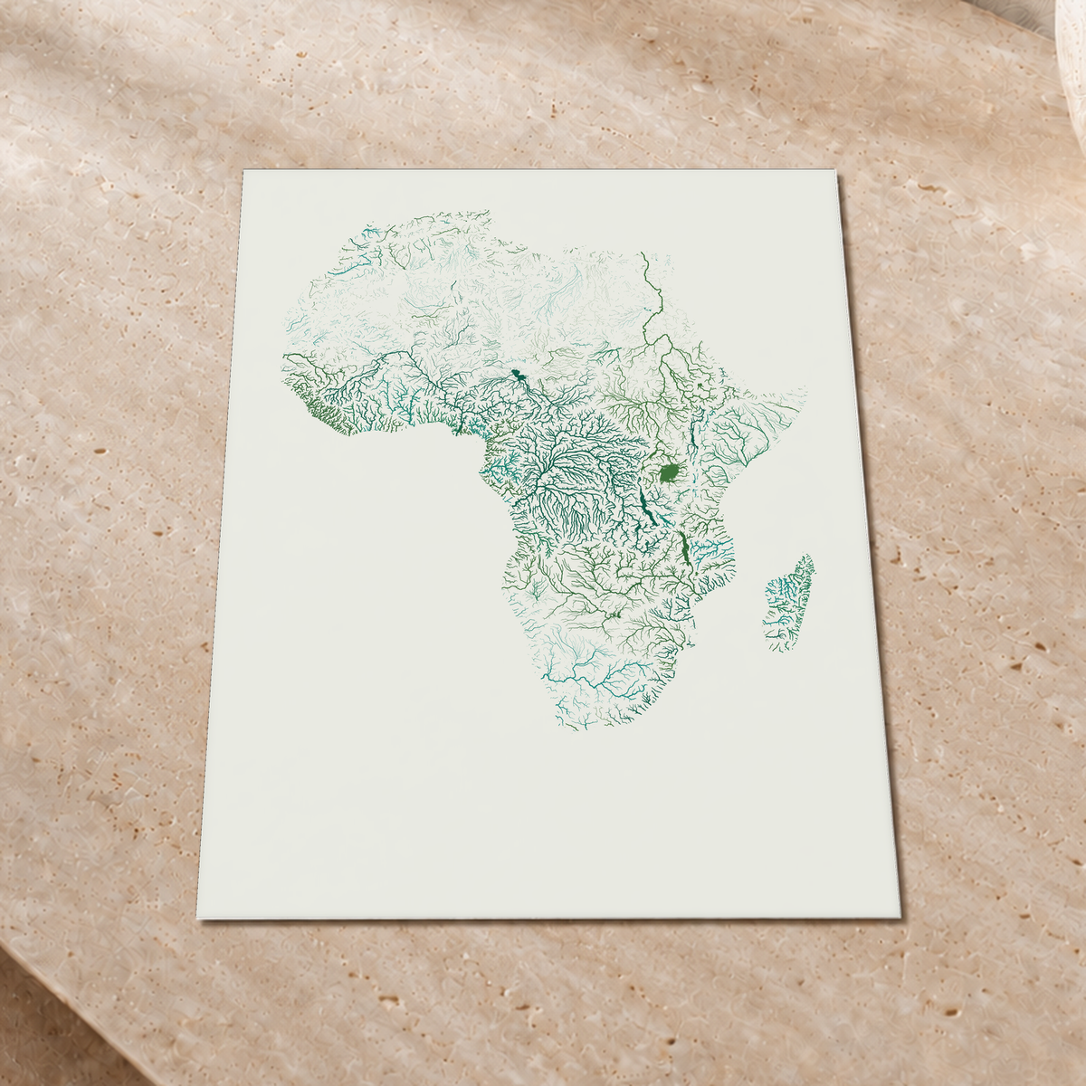 Beautiful Rivers — África — Verde jade e porcelana, Impressão fine art · 30 × 40 cm, Sem margem