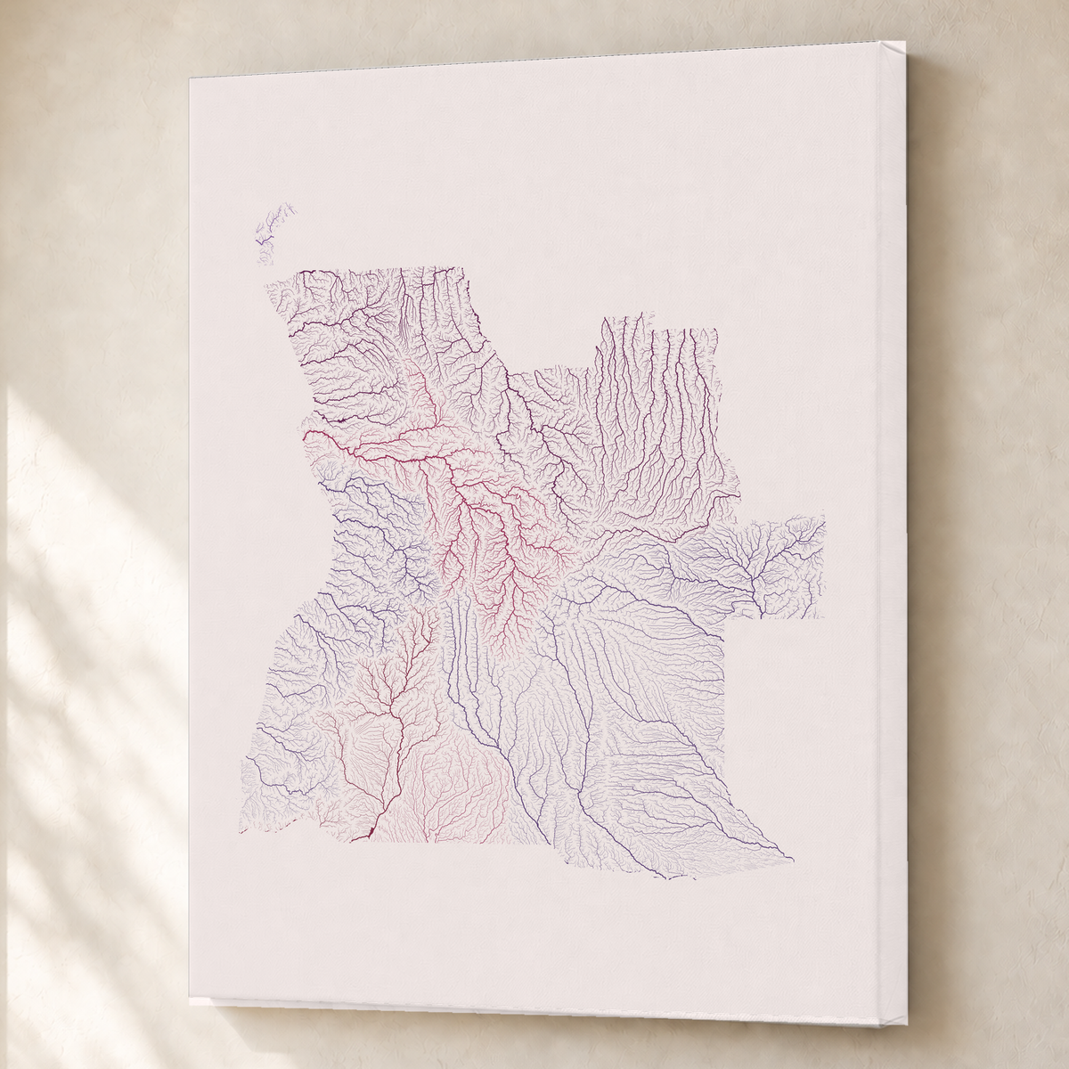 Quadro dos rios de Angola — Ameixa e rosé, Sem margem — Canvas — 3x4