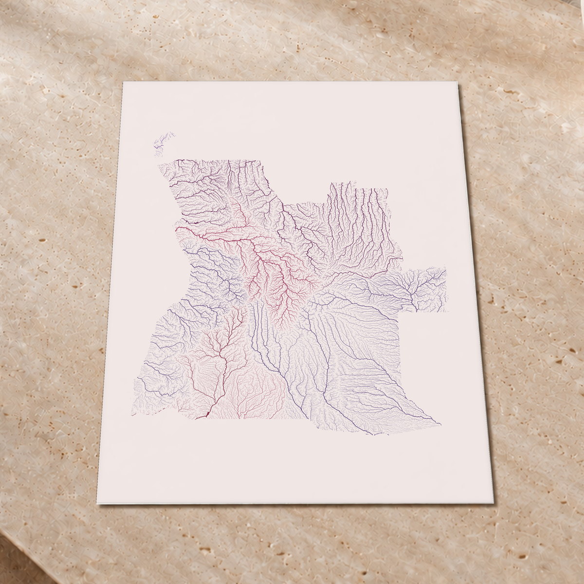 Quadro dos rios de Angola — Ameixa e rosé, Sem margem — Fine art print — 3x4