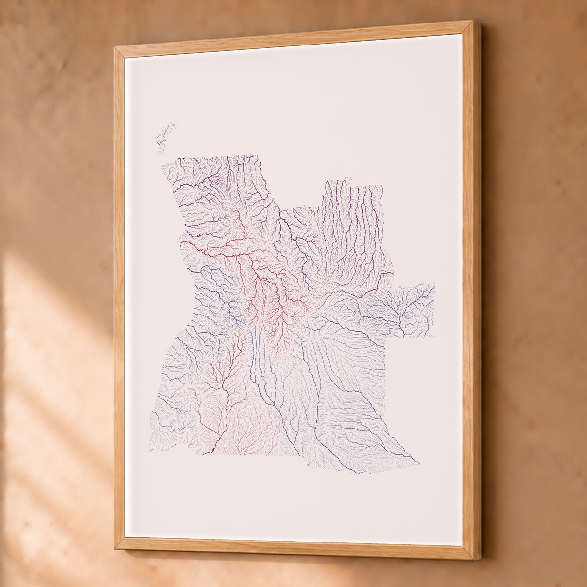 Quadro dos rios de Angola — Ameixa e rosé, Natural · Sem margem — Fine art emoldurado — 3x4