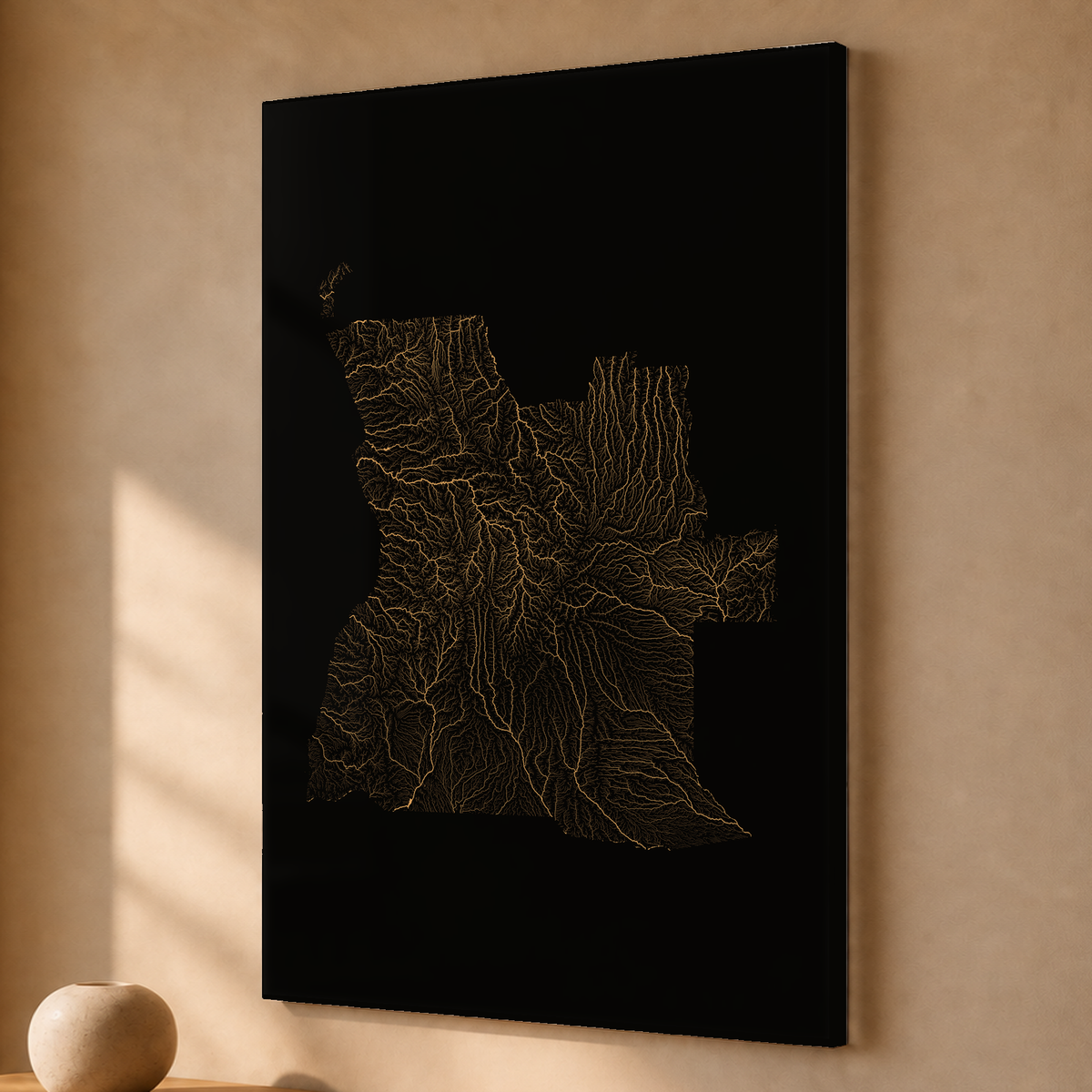 Quadro dos rios de Angola — Cobre, Sem margem — Acrílico — 2x3