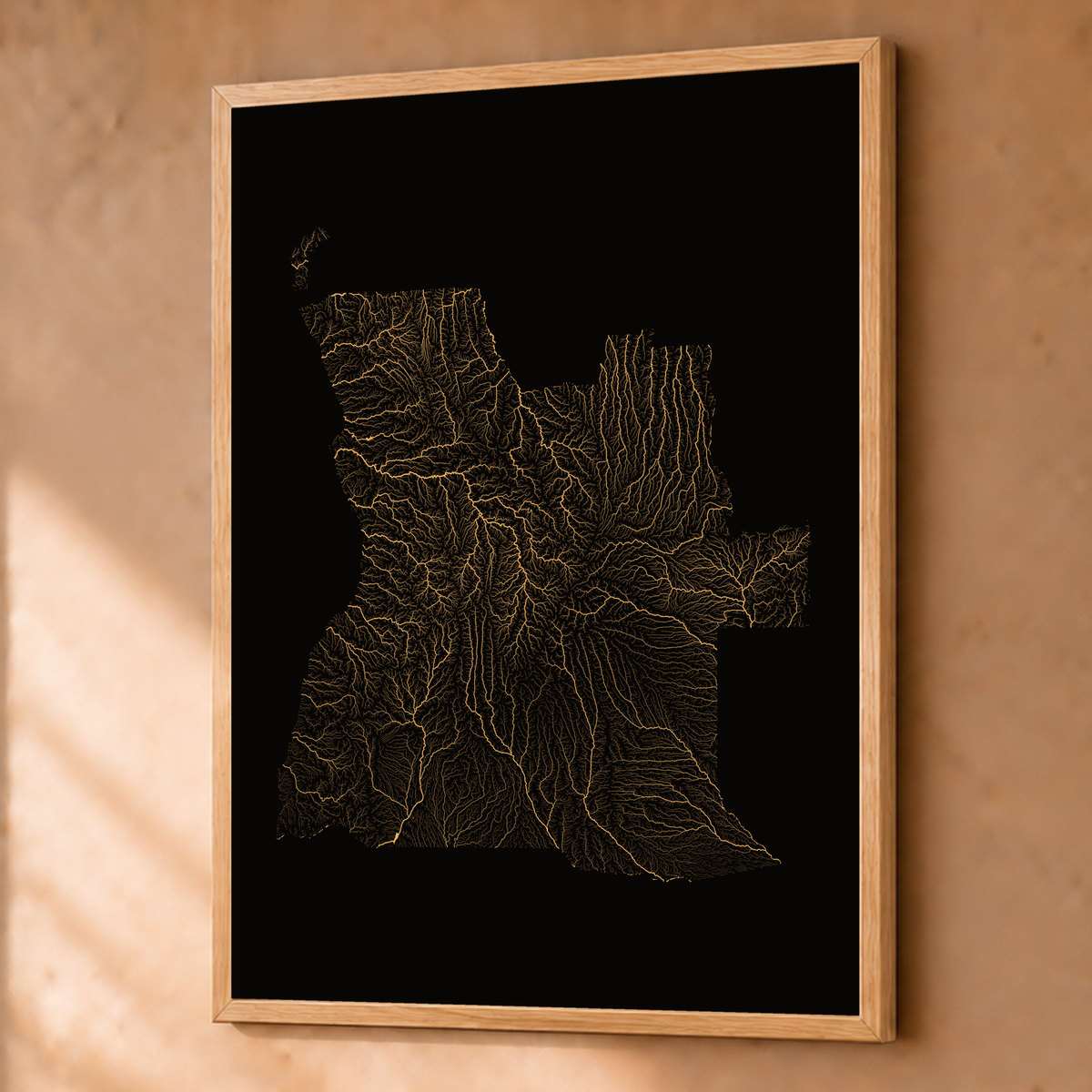 Quadro dos rios de Angola — Cobre, Natural · Sem margem — Fine art emoldurado — 3x4