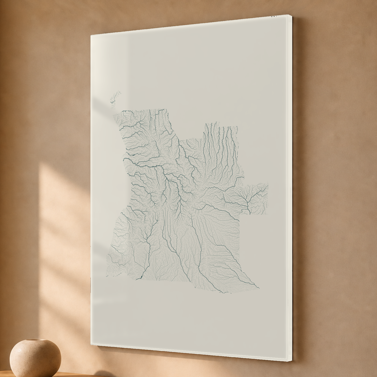 Quadro dos rios de Angola — Natural e luminosa, Sem margem — Acrílico — 2x3