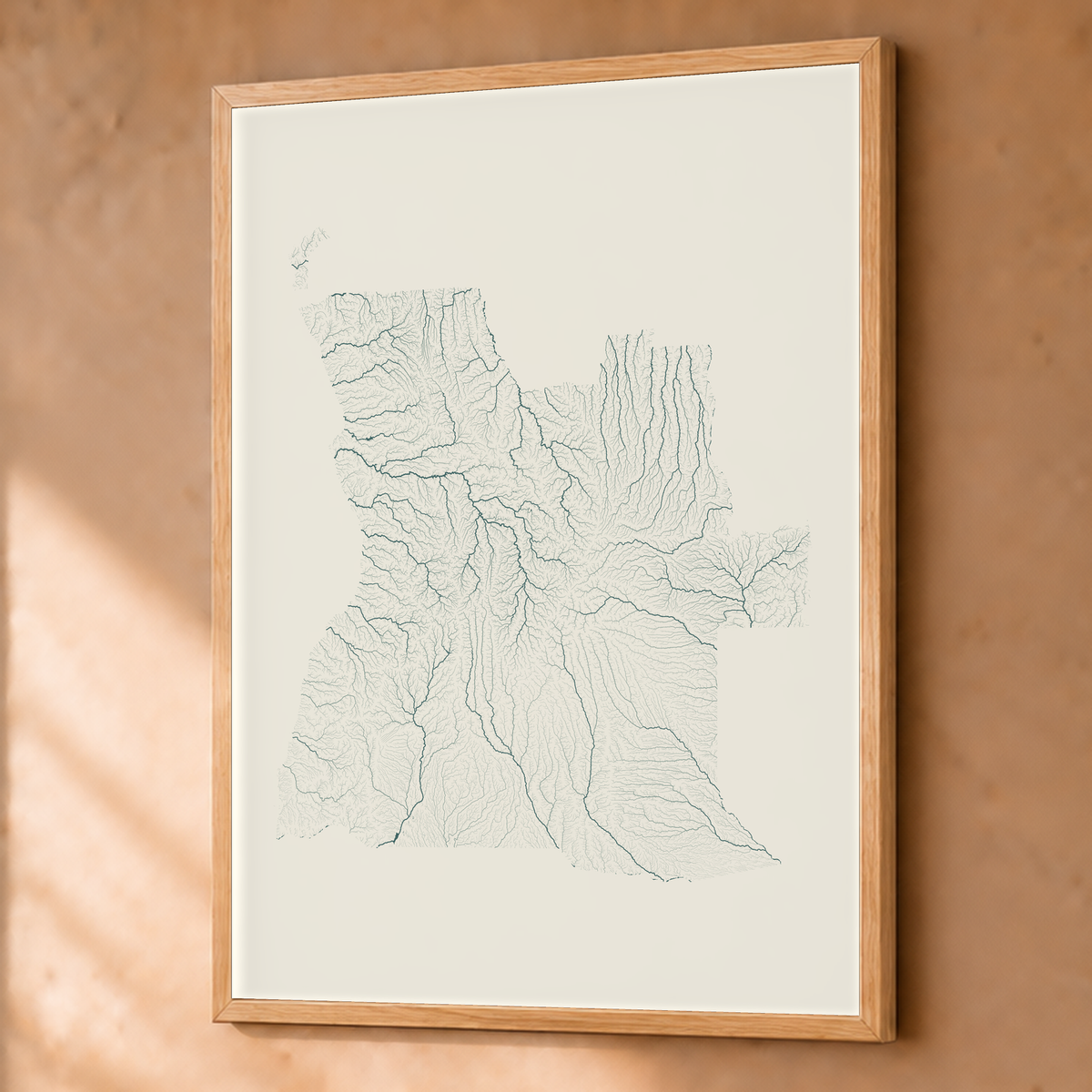 Quadro dos rios de Angola — Natural e luminosa, Natural · Sem margem — Fine art emoldurado — 3x4