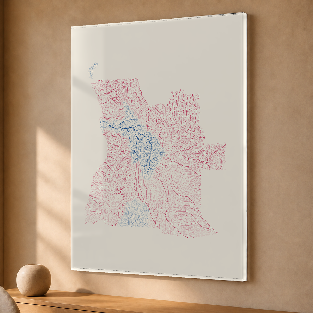 Quadro dos rios de Angola — Risografia, Sem margem — Acrílico — 3x4