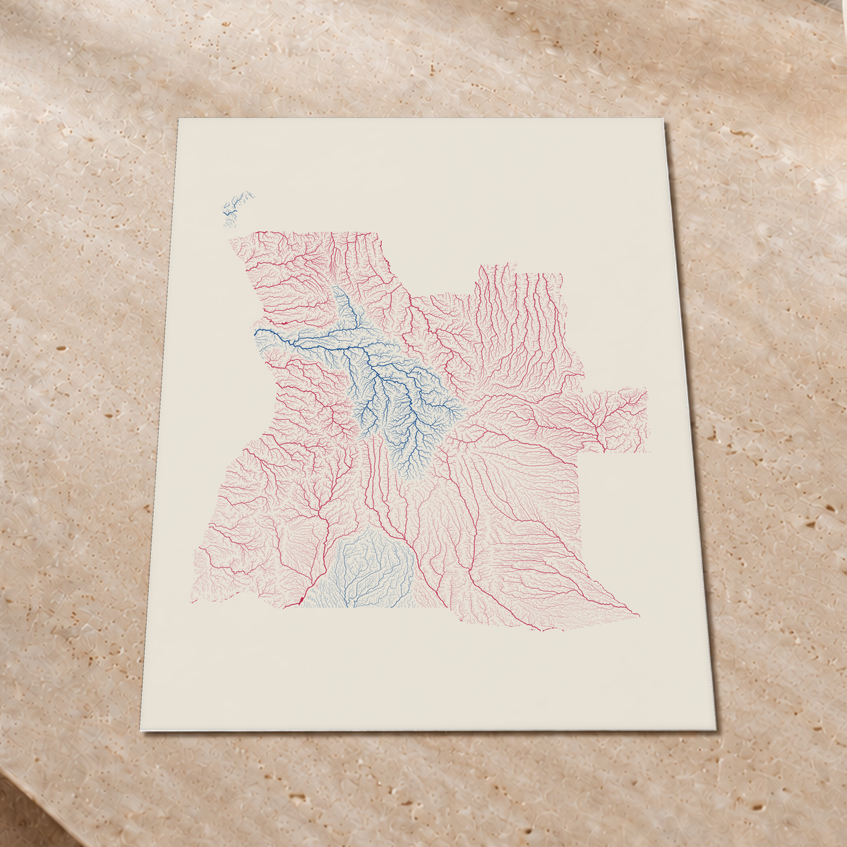 Quadro dos rios de Angola — Risografia, Sem margem — Fine art print — 3x4