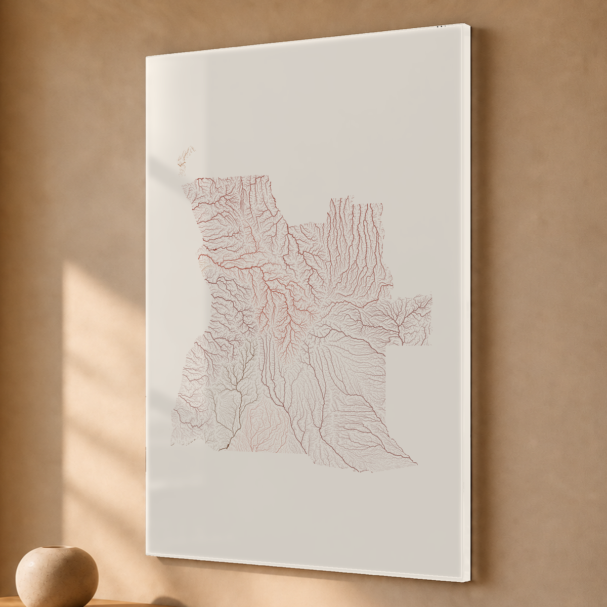 Quadro dos rios de Angola — Terracota e areia, Sem margem — Acrílico — 2x3