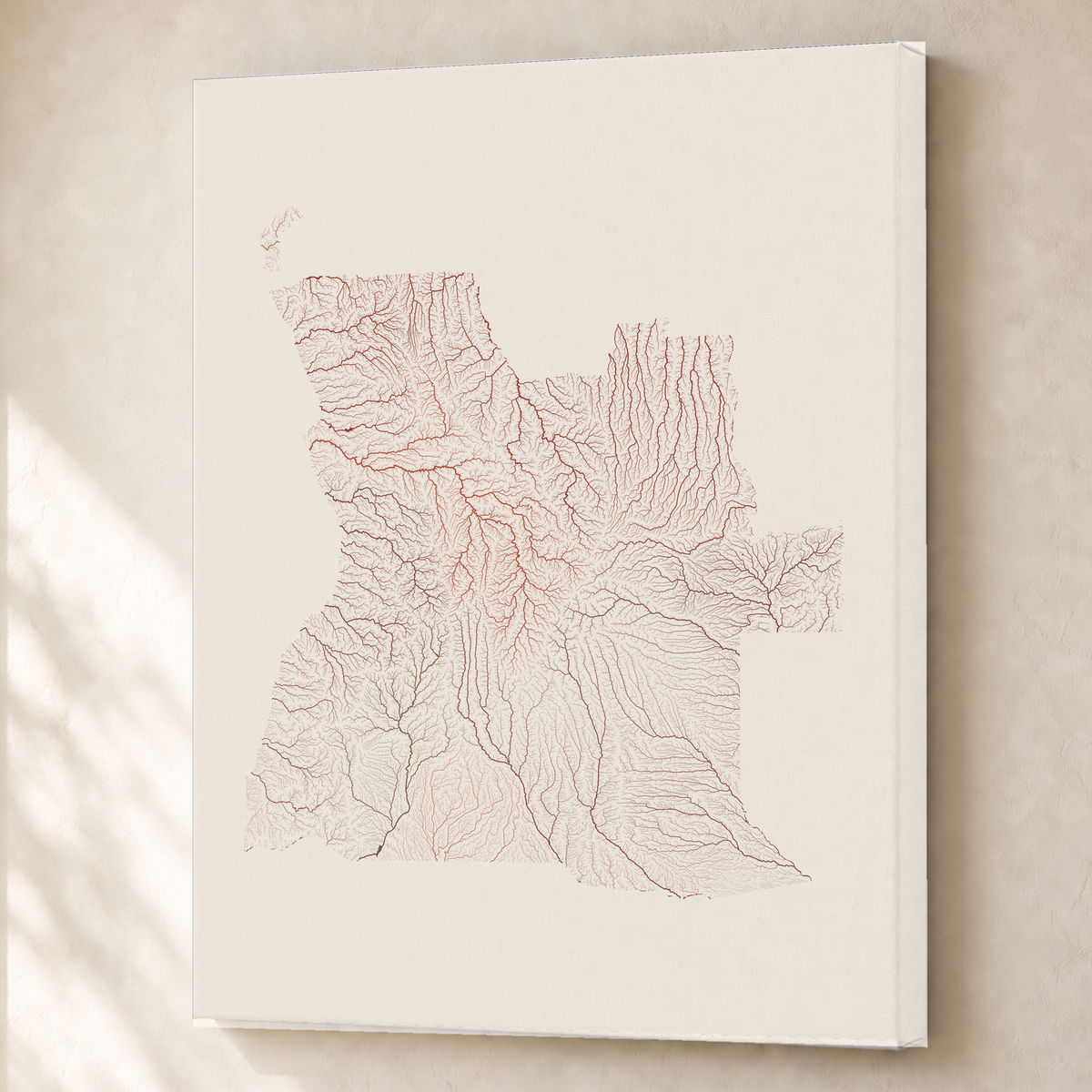 Quadro dos rios de Angola — Terracota e areia, Sem margem — Canvas — 3x4