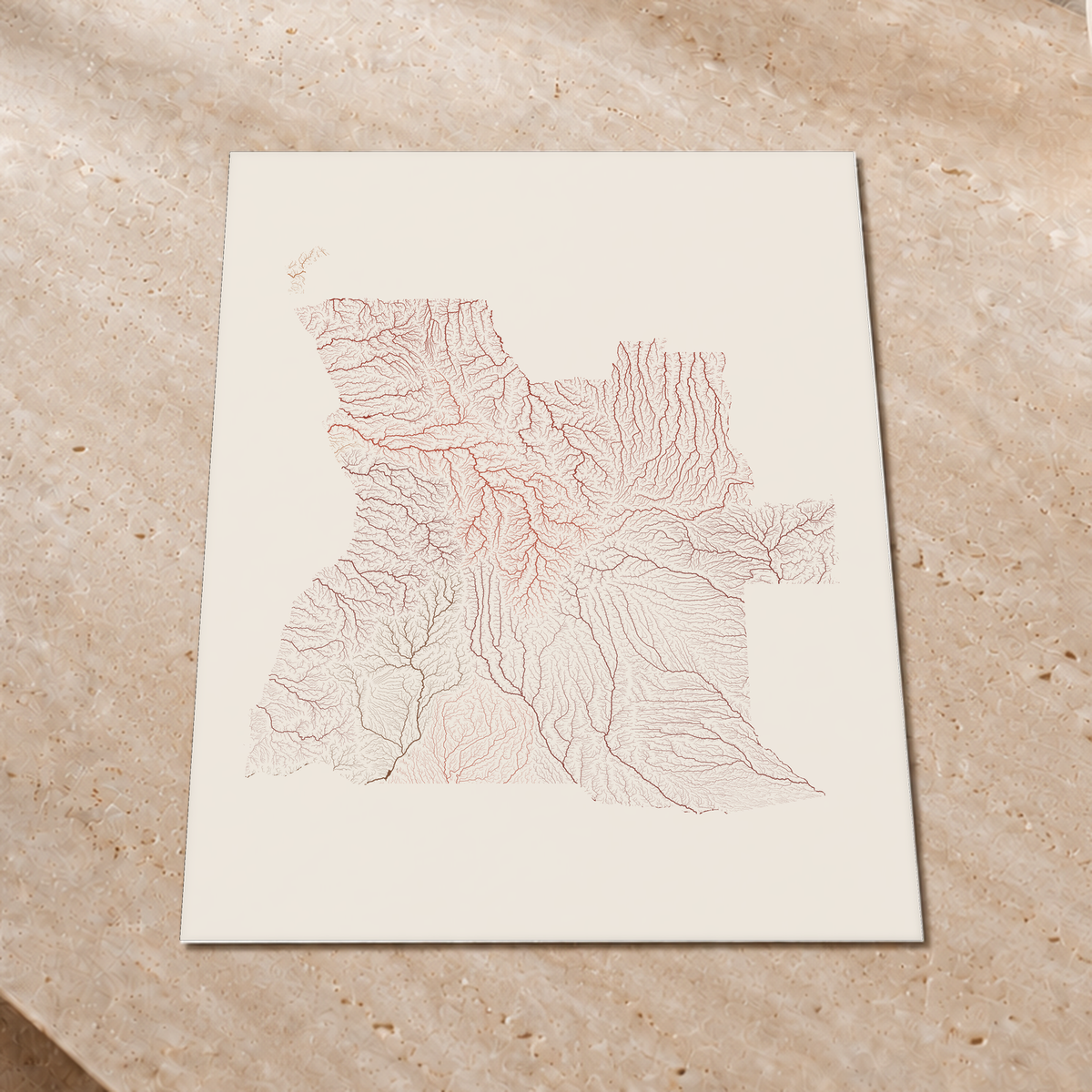 Quadro dos rios de Angola — Terracota e areia, Sem margem — Fine art print — 3x4